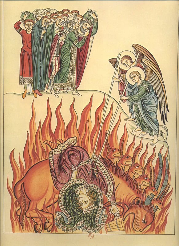 Prostituée de Babylone dans l'Hortus deliciarum par Herrade de Landsberg - 1180