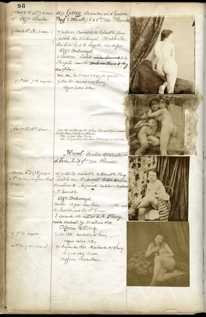La Police des moeurs de Paris récupère et consigne des images obscènes saisies entre 1862-1865