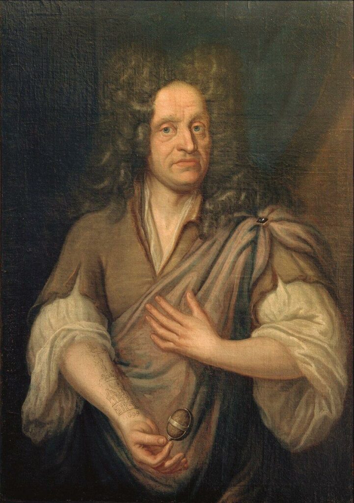 Le pèlerin Heinrich Wilhelm Ludolf se fait dresser le portrait, bras nu et tatouage en évidence. Il sʼagit de la crucifixion avec la date de son passage à Jérusalem en 1699. Tatouages des Pèlerins